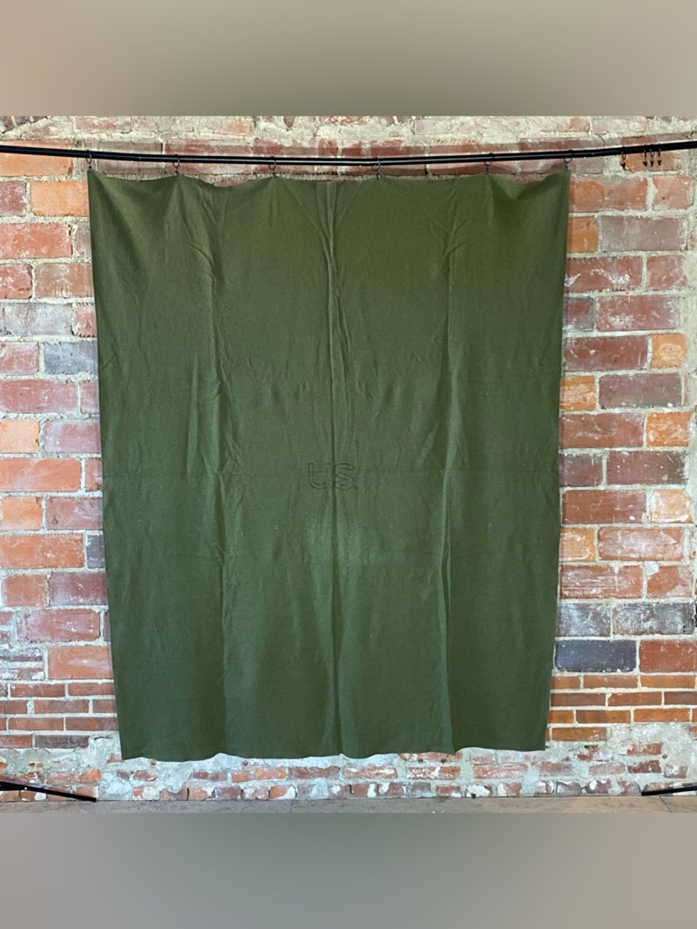 Vintage US Military Green Wool Blanket 64” x 80”
